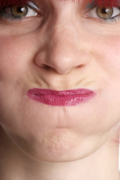 woman holds breath