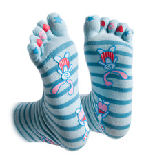 Close up of a nice pair of socks isolated on white background