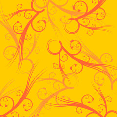 Yellow tone square abstract background with orange ornaments