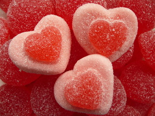 Sweet candy confectionery strawberry red pink hearts