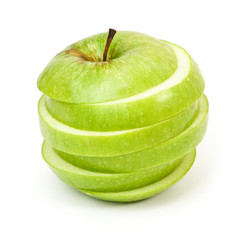 Slices of green apple