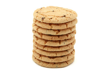 Chocolate chip cookies - isolated on white