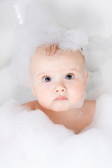 Baby having bath