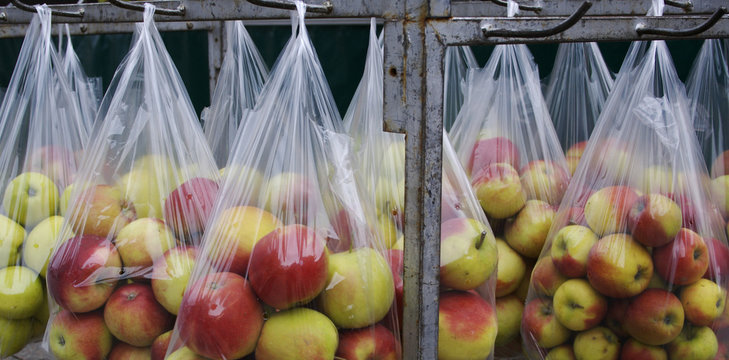 Äpfel vor einem Marktstand