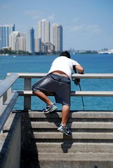 Little Guy Fishing Off the Key Biscayne Bridge