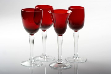 Four Red Wine Glasses
