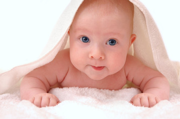 infant and towel