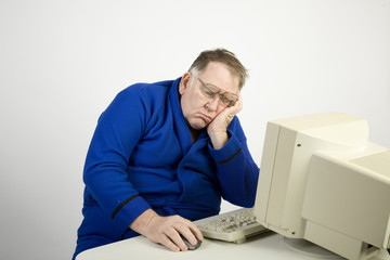 Big guy napping at the computer