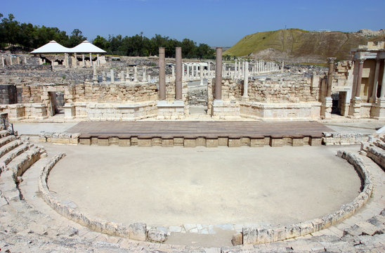 Ancient theatre in the Scythopolis city in Beit-Shean, Israel