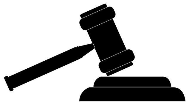 black gavel on stand, justice concept clip art preview