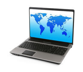 notebook with world map