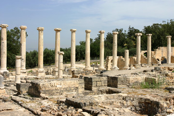 Columns of an ancient city of Scythopolis in Beit-Shean, Israel