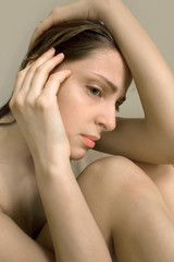 Fototapeta premium depressed naked girl