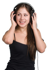 beautiful girl listening music