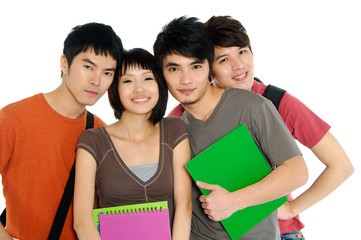 4 Asian casual groups of college students