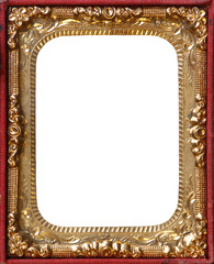 ANTIQUE GOLD METAL FRAME WITH RED BORDER