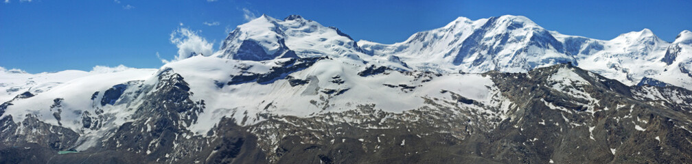 130° Panorama der Gletscherwelt der Mont Rosa