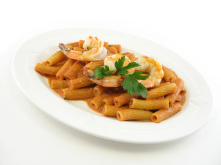 Rigatoni with shrimp