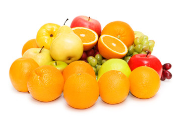 Various fruits isolated on the white background