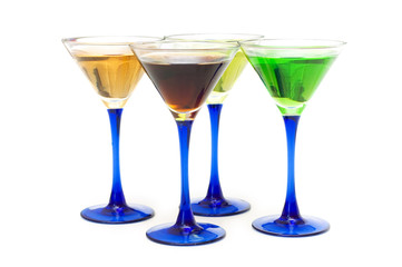 Various cocktails isolated on the white background