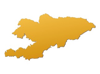 Kyrgyzstan map filled with orange gradient. Mercator projection.