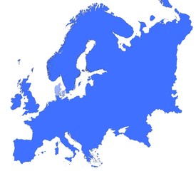 Denmark location in Europe map. Mercator Projection.