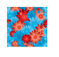 floral inspired red and blue seamless background with no join