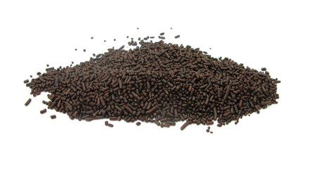 Chocolate granules for cakes decoration isolated