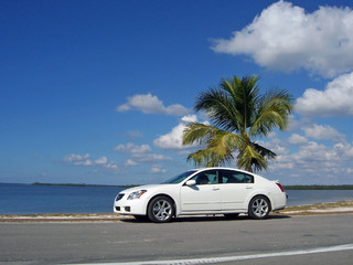 car at the beach