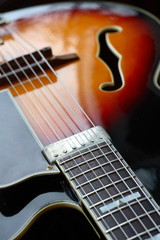 Fototapeta na wymiar Classic vintage hollow body electric guitar
