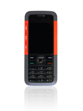 isolated mobile phohe with reflection