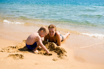 mother & son.sea