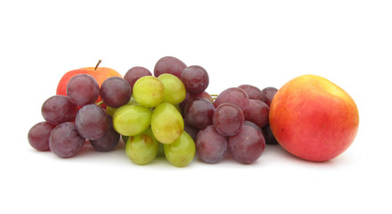 Naklejka na ściany i meble Apples and grapes isolated on white background
