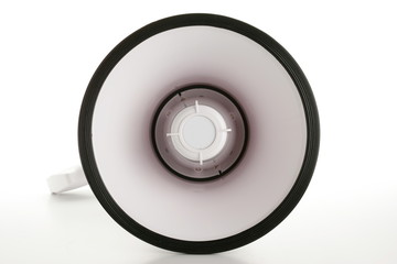 closeup of megaphone on white background