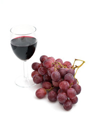 wineglass with a grape bunch