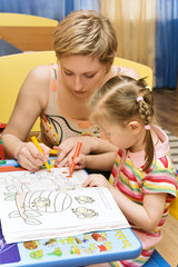 mother and daughter painting