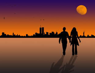 couple at sunset near New York