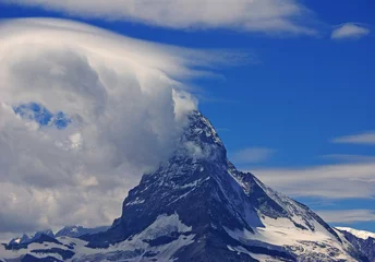 Crédence de cuisine en verre imprimé Cervin Sturmtief am Matterhorn
