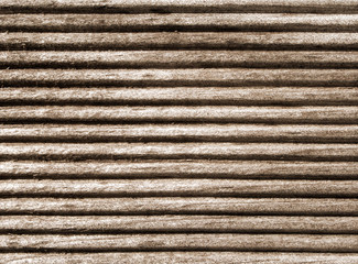 Grooved wood abstract close up.
