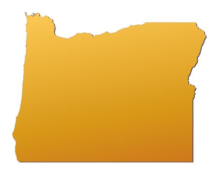 Oregon (USA) map filled with orange gradient