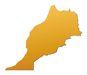 Morocco map filled with orange gradient