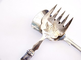 Antique Fork and Antique Sugar Spoon