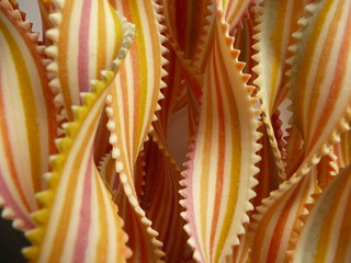 Multicolor striped Italian pastas called mother-in-law’s tongue