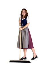 woman in Dirndl sweeps
