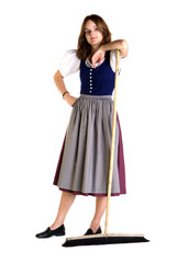 woman in Dirndl sweeps