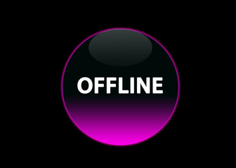 button offline pink neon - obrazy, fototapety, plakaty