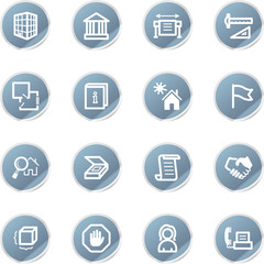Blue sticker building icons