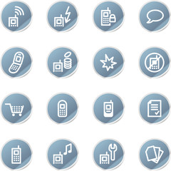 blue sticker mobile phone icons