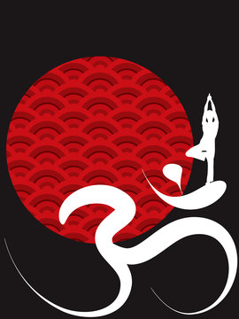 yoga zen ohm calligraphy scallop sun