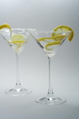Martini with sugar crust, lemon and peels
